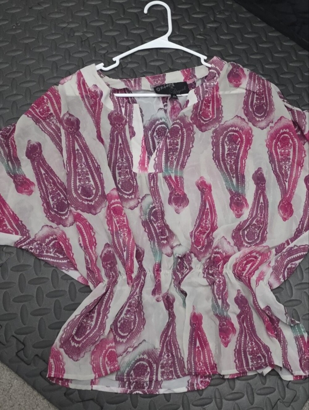 Oxford Pink Paisley Print V-Neck Blouse
